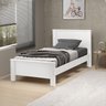 Cama Solteiro Completa com Colchao, Cama Branca Pes Madeira - 2