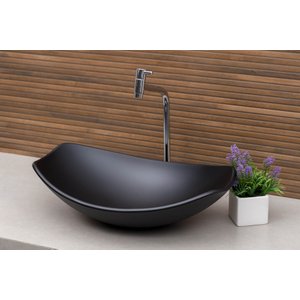 Kit Banheiro Cuba Pia Chanfrada + Torneira e Válvula Cromada:preto Matte