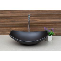 Kit Banheiro Cuba Pia Chanfrada + Torneira e Válvula Cromada:preto Matte - 3