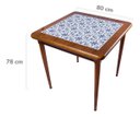Ver imagem 2 de Conjunto Mesa Jantar Quadrada 80x80cm Madeira + 4 Cadeiras Cozinha - Azulejo Português - Natural