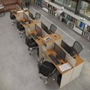 Ver imagem 1 de Estação de Trabalho 8 Lugares Noruega Office 8 Mesas 6 Armários Livreiro - Via Nossa - Off White
