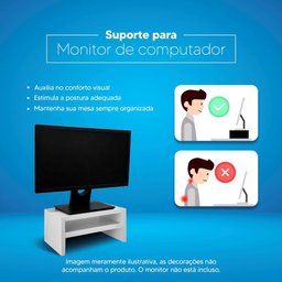 Suporte para Monitor Base de Mesa Branco Madeira - 5