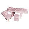 Kit Maca Estética Reta Capitonê com Mocho e Escadinha 80 Cm Slk Decor Rosa Claro - 1