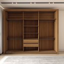 Ver imagem 7 de Guarda-roupa Casal Uruguai 3 Portas 2 Gavetas Flex com Espelho Preto Prime Tx/amêndola Nude - Panora