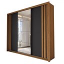 Ver imagem 3 de Guarda-roupa Casal Uruguai 3 Portas 2 Gavetas Flex com Espelho Preto Prime Tx/amêndola Nude - Panora