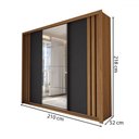 Ver imagem 4 de Guarda-roupa Casal Uruguai 3 Portas 2 Gavetas Flex com Espelho Preto Prime Tx/amêndola Nude - Panora