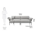 Ver imagem 4 de Sofá Living Modular Industrial 2 Lugares Basileia 240cm Yescasa Veludo Tx Cinza Prata
