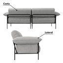 Ver imagem 5 de Sofá Living Modular Industrial 2 Lugares Basileia 240cm Yescasa Veludo Tx Cinza Prata