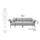 Ver imagem 4 de Sofá Living Modular Industrial 2 Lugares Basileia 240cm Yescasa Veludo Tx Cinza Prata