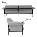 Ver imagem 5 de Sofá Living Modular Industrial 2 Lugares Basileia 240cm Yescasa Veludo Tx Cinza Prata