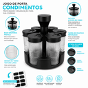 Ver imagem 3 de Jogo Porta Condimentos Giratório 6 Potes de Vidro Listras 85ml com Base - Belovidro