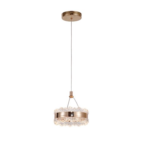 Pendente Dourado Cristal 20cm Led 18w 3000k Bivolt 14584-pl