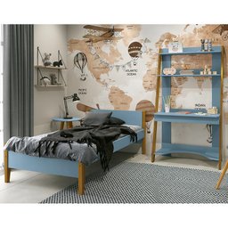 Quarto Infantil Completo com Estante Multifuncional, Cama e Mesa de Apoio - Simba - 1 Quarto Infantil Completo com Estante Multifuncional, Cama e Mesa de Apoio - Simba - 1