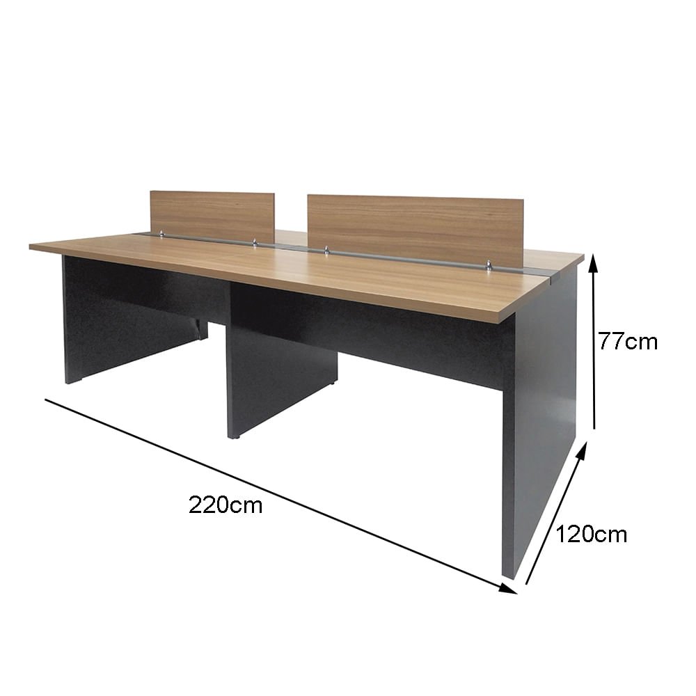 Mesa Plataforma Dupla com Pé Painel + 1 Complemento + 2 Divisórias- Sm Corporativo - 77ax220lx120p 4 - 2