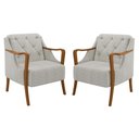 Ver imagem 1 de Kit 2 Poltronas Decorativas para Sala de Estar Capitonê Lapa M22 Linho Cru - Mpozenato