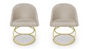 Ver imagem 1 de Kit 2 Poltronas Cadeiras de Jantar Luxo Estofada Base Metal Dourado Sala Cozinha Recepção Suede Bege
