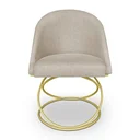 Ver imagem 2 de Kit 2 Poltronas Cadeiras de Jantar Luxo Estofada Base Metal Dourado Sala Cozinha Recepção Suede Bege