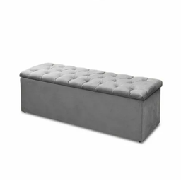 Kit Cabeceira com Baú Mirage Capitonê 160 cm Suede Cinza - Biselo's Decor - 3