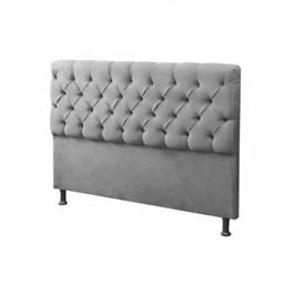 Kit Cabeceira com Baú Mirage Capitonê 160 cm Suede Cinza - Biselo's Decor - 2