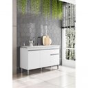Ver imagem 1 de Gabinete de Pia Tatiane 3 Portas 1 Gaveta MDP 118cm Branco