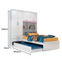 Ver imagem 7 de Guarda roupa solteiro com Bicama 4 portas 2 gavetas e Bau Milena ACP Móveis Branco/Lilas ACP MÓVEIS
