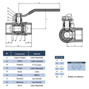 Ver imagem 4 de Válvula Esfera 3 Vias em L 1.1/2 Alavanca Fêmea X Fêmea X Fêmea Latão Forjado Niquelado Ivm Italy