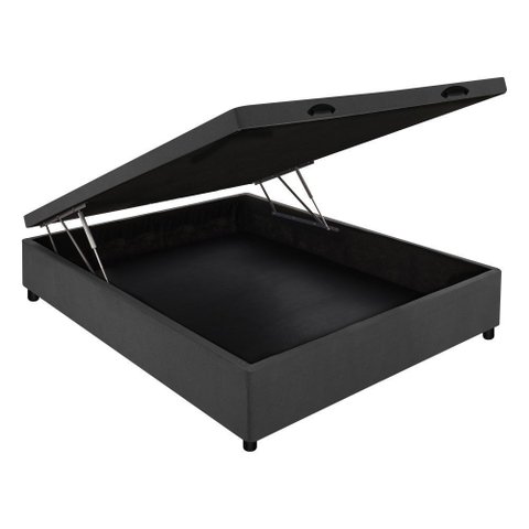 Base Box Baú Casal Barcelona Suede Cinza 138x188