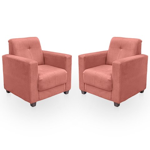 Kit Poltrona Cadeira para Sala Confortável Reforçada Veneza Suede