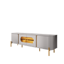 Ver imagem 5 de Rack Tv 75" 180cm Sala de Estar com Led e Vidro Pés em Aço Mdf Juquehy:cinamomo/off White