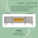 Ver imagem 4 de Rack Tv 75" 180cm Sala de Estar com Led e Vidro Pés em Aço Mdf Juquehy:cinamomo/off White