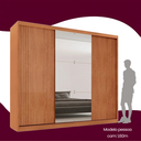 Ver imagem 5 de Guarda-Roupa Casal 100% MDF 3 Portas de Correr 2 Gavetas e com Espelho Chile Marrom/Marromle