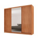Ver imagem 2 de Guarda-Roupa Casal 100% MDF 3 Portas de Correr 2 Gavetas e com Espelho Chile Marrom/Marromle