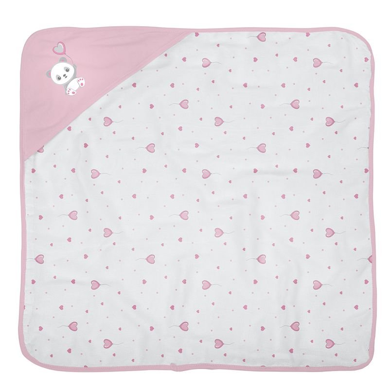 Toalha C/capuz de Canto Bublim Malha Plush Lisa C/forro Fralda Estampado 68cmx68cm Pct C/01un //pand - 2