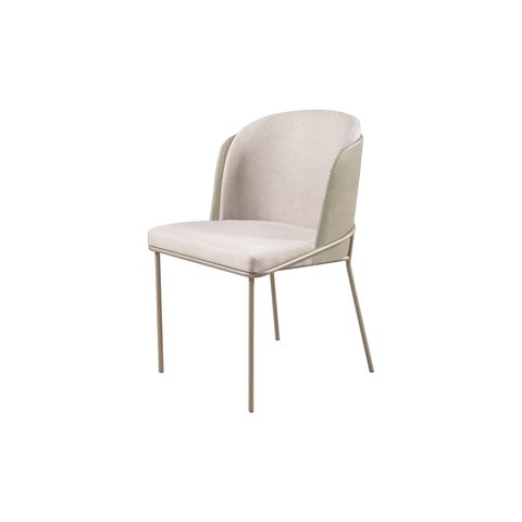 Cadeira Aurora Sala de Jantar Courino Marfim Linho Bege Champanhe