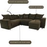 Sofá de Canto Para Sala Luxuoso Tecido Suede Macio Áustria Cor:Marrom - 4