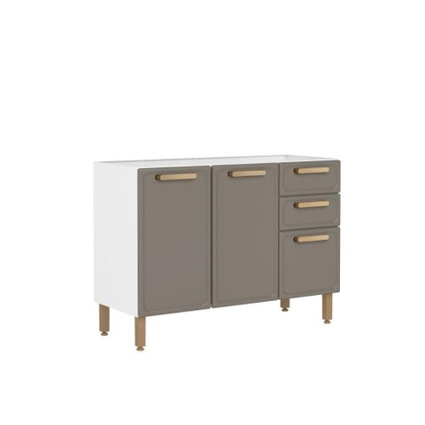 Balcão em Aço 3 Portas 2 Gavetas Essência Pecan Bertolini