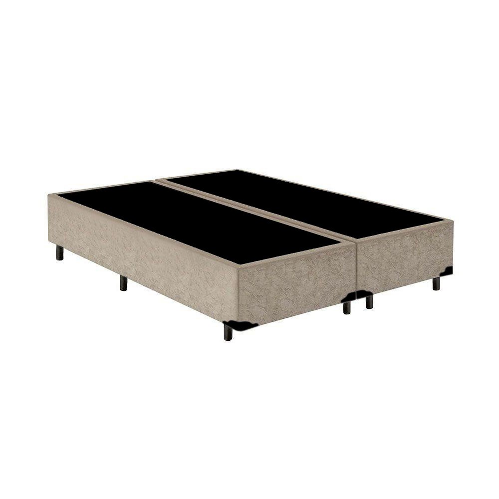Base Box Queen Bipartido Suede 40x158x198 Bege MadeiraMadeira