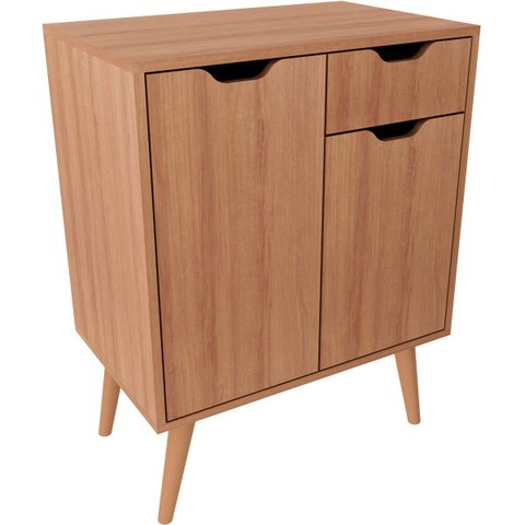 Gabinete para Banheiro 60 Cm 2 Portas 1 Gaveta Meire Amêndoa