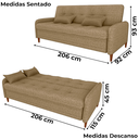 Ver imagem 3 de Sofa Cama 2 Lugares 206 Cm Donna Linho Vancouver E486 Palha Milani Store