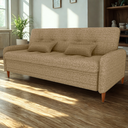Ver imagem 1 de Sofa Cama 2 Lugares 206 Cm Donna Linho Vancouver E486 Palha Milani Store