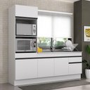 Ver imagem 1 de Armário de Cozinha Compacta 212cm com Rodapé Veneza Multimóveis V2113 Branco/preto