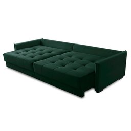 Sofá Cama Retrátil e Reclinável 2,10m com Molas Carol Veludo Verde Adonai Estofados - 3