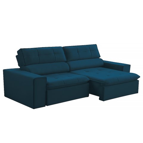Sofá Retratil Reclinável 2 Lugares 160cm Confortável Megasul: Veludo Azul