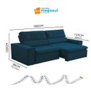 Ver imagem 5 de Sofá Retratil Reclinável 2 Lugares 160cm Confortável Megasul: Veludo Azul