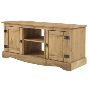 Rack de Madeira Maciça Marrom Antique com 2 Portas