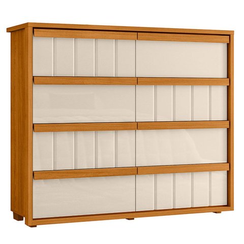 Cômoda Grande 8 Gavetas 100% Mdf Ripada Talita Cinamomo/off White