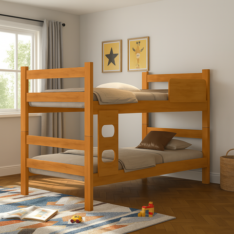 Cama Beliche Aurora Modular 2 em 1 Desmontável Minimalista:naturale
