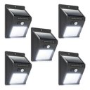 Ver imagem 1 de Kit 5 Luminária Solar de Parede 30 Leds 6W com Sensor de Movimento Automático para Área Externa