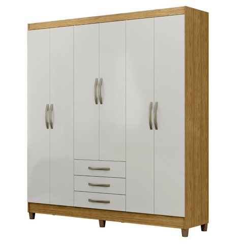 Guarda Roupa Casal 6 Portas 3 Gavetas 180cm Marrocos Megasul