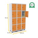 Ver imagem 2 de ROUPEIRO DE AÇO 3M 12 PORTAS PITÃO PANDIN - CINZA/LARANJA GRP 503/12 DI